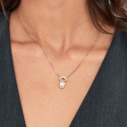 NECKLACE WITH GIRL PENDANT AND CRYSTAL HEART