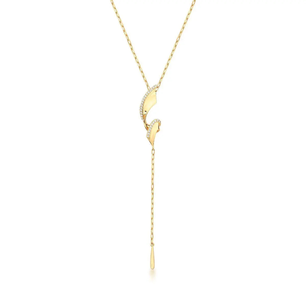 Golden Spiral Lariat Necklace