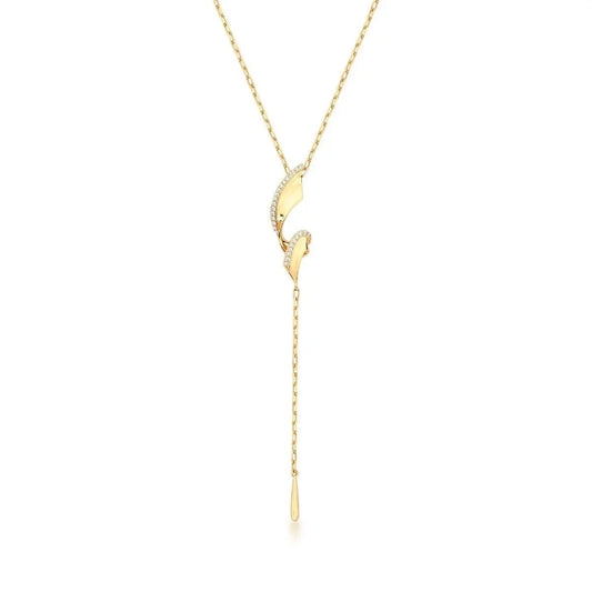 Golden Spiral Lariat Necklace